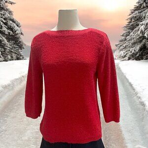 Coldwater Creek S Red Knit Sweater Soft Cozy Casual‎ Chic Layering Transitional